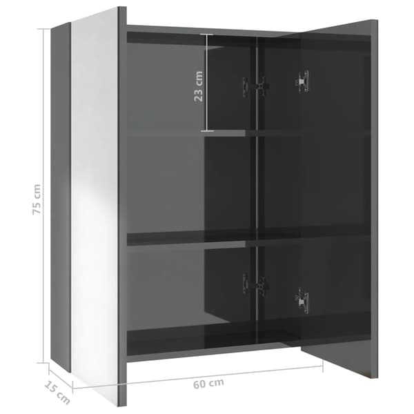 Spegelskåp för badrum grå 60x15x75 cm MDF