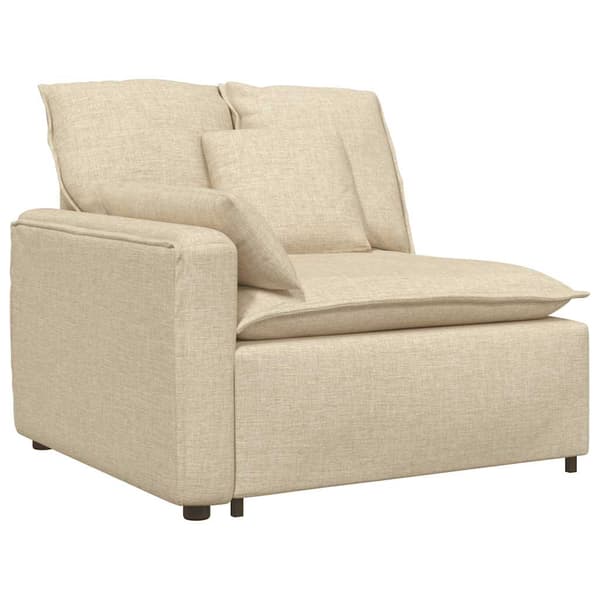 Modulär soffa armstödsändmodul med kuddar gräddvit 100 cm