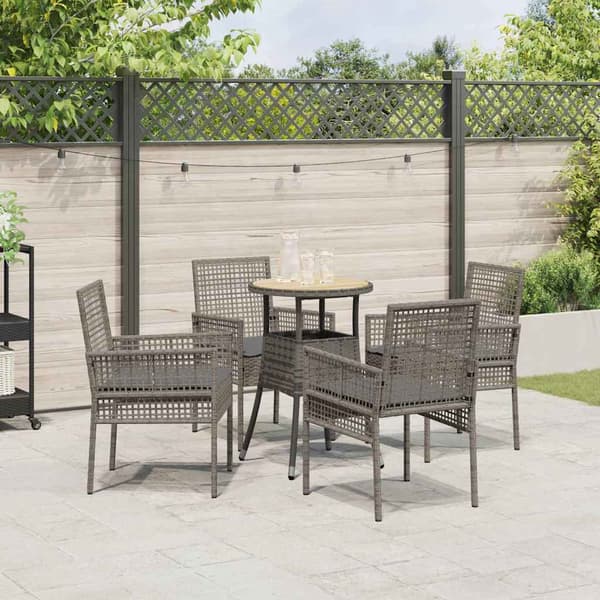 Trädgårdsmöbelset 5 pcs Grå konstrotting
