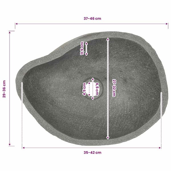 Handfat flodsten oval (37-46)x(29-36) cm