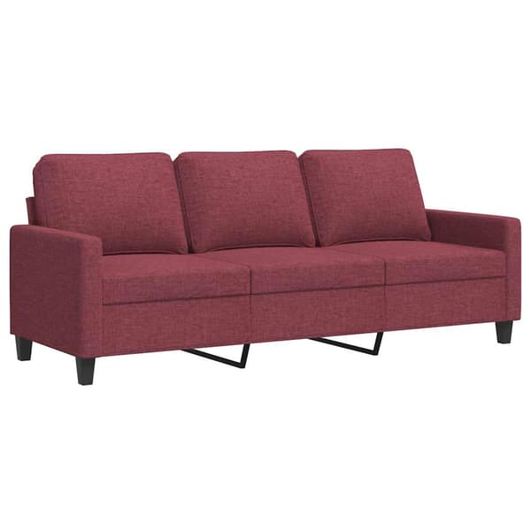 3-sitssoffa vinröd 180 cm tyg