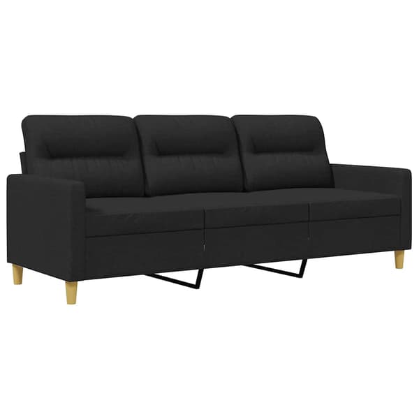 3-sitssoffa svart 180 cm tyg