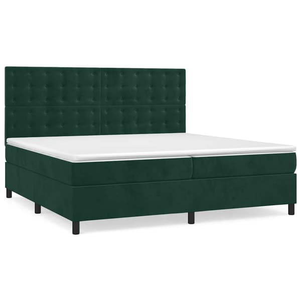 Ramsäng med madrass mörkgrön 200x200 cm sammet