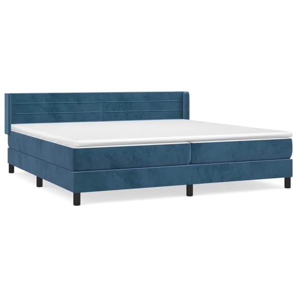 Ramsäng med madrass mörkblå 200x200 cm sammet