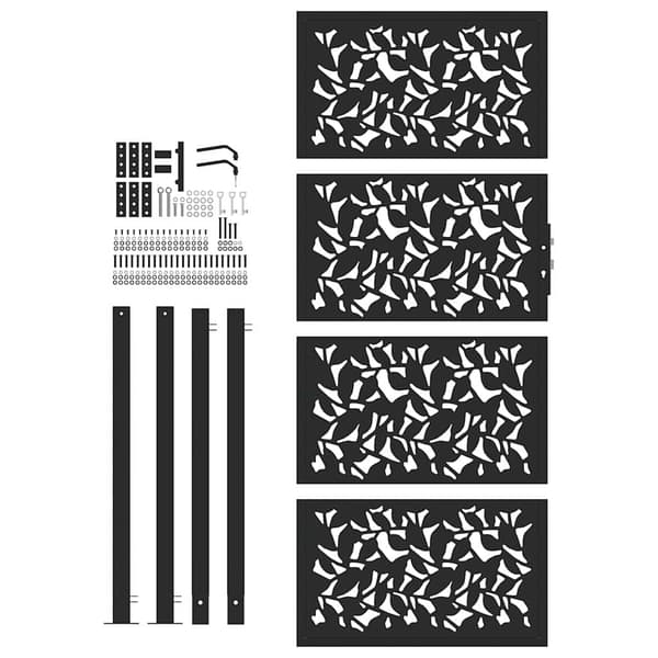 Trädgårdsgrind svart 100x200 cm stålbladsdesign