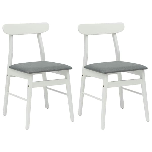 Matstol 2 pcs Vitt och Grått Massiv Gummiträ