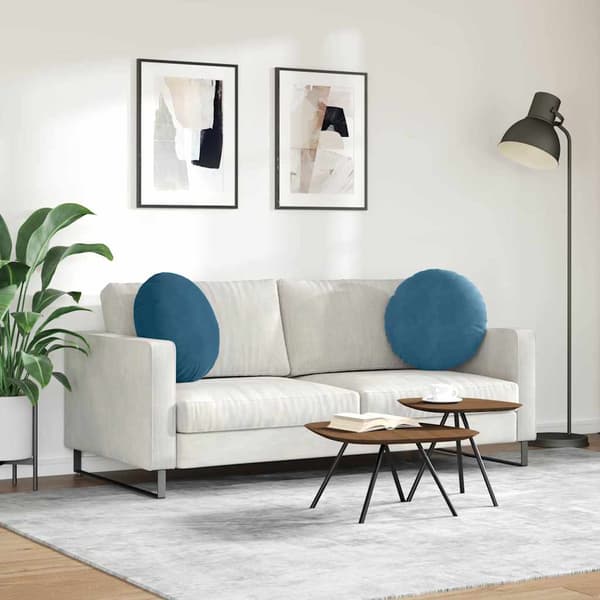 Sittkuddar 2 pcs Blå Ø50 x 19 cm Sammet