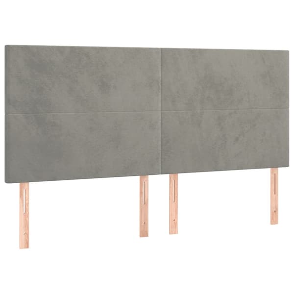 Sänggavel ljusgrå 180x5x118/128 cm sammet