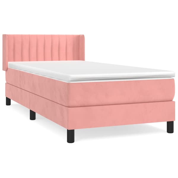 Ramsäng med madrass rosa 90x190 cm sammet