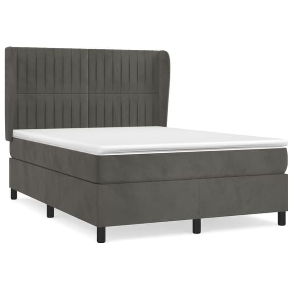 Ramsäng med madrass mörkgrå 140x190 cm sammet