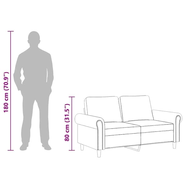 2-sitssoffa ljusgrå Svart 120 cm sammet