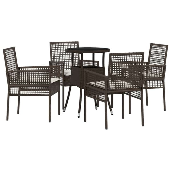 Trädgårdsmöbelset 5 pcs Brun konstrotting