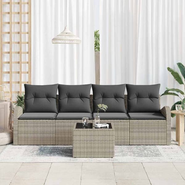 Trädgårdsoffset 5 pcs Ljusgrå och mörkgrå konstrotting