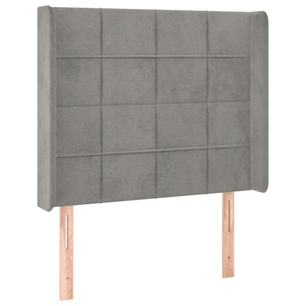 Ramsäng med madrass & LED ljusgrå 80x200 cm sammet
