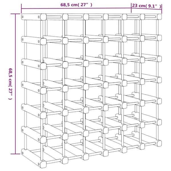 Vinställ för 42 flaskor 68,5x23x68,5 cm massiv furu
