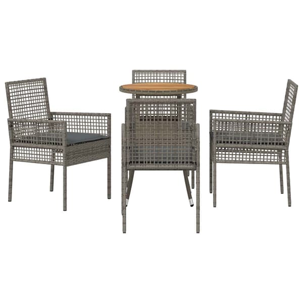 Trädgårdsmöbelset 5 pcs Grå konstrotting