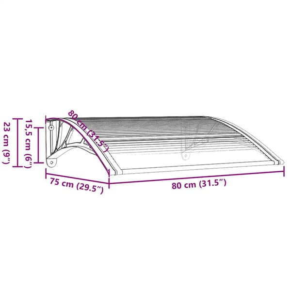 Dörrtak grå och transparent 80x75 cm polykarbonat