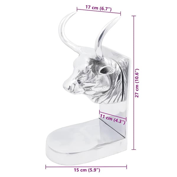 Bokstöd 2 pcs Silver 17 x 15 x 27 cm Aluminium
