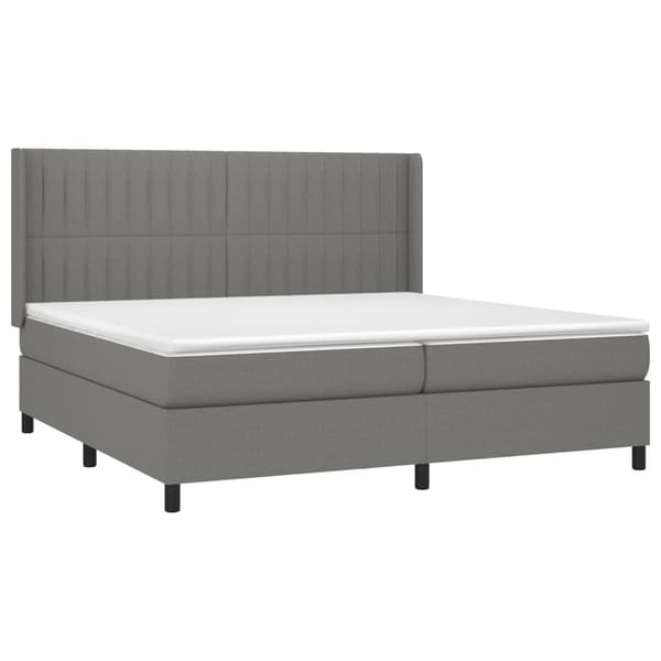 Ramsäng med madrass mörkgrå 200x200 cm tyg