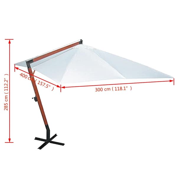 Parasoll 300 x 400 cm vit