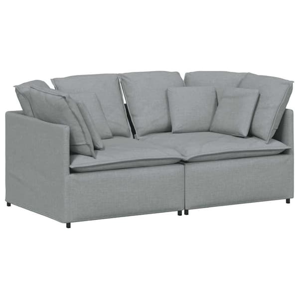 Modulsoffa med dynor i tyg ljusgrå
