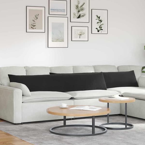 Sofakuddar 2 pcs Svart 200 x 40 cm Kordread tyg