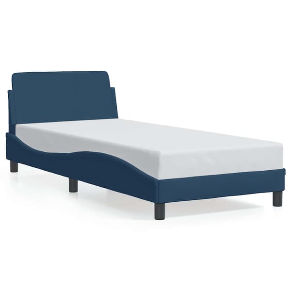 Bed Frame with Headboard "Dover" Blue 90x190 cm Fabric