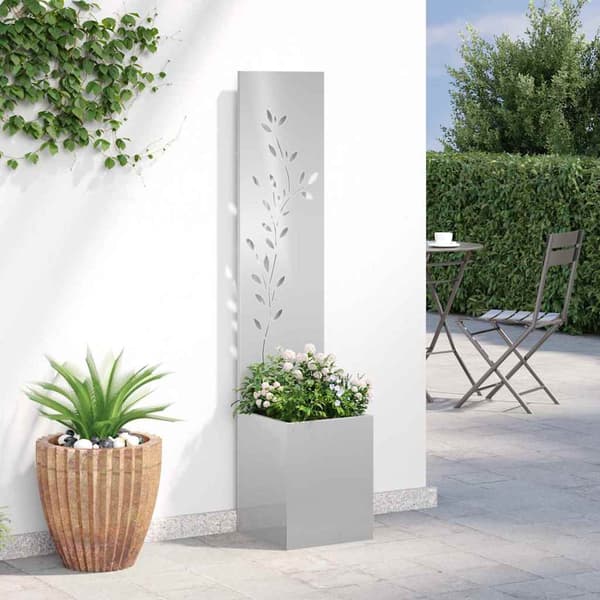 Trädgårds integritetsskärm Blommor Silver 32 x 32 x 150 cm