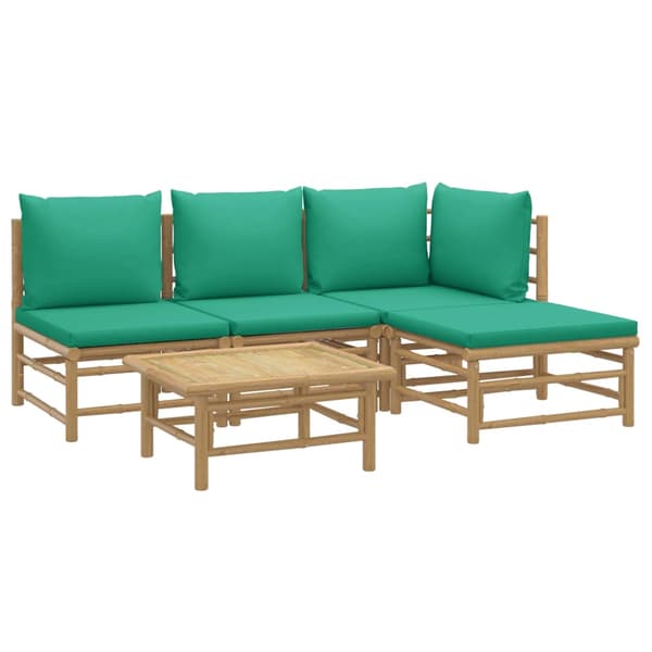 Loungegrupp 5 delar gröna dynor bambu