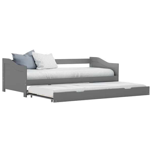 Bäddsoffa ram utan madrass grå 90x200 cm
