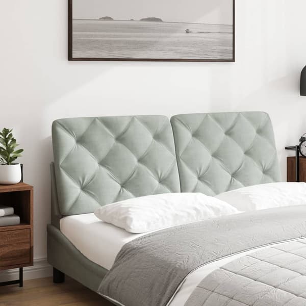 Headboard Cushion Light Grey 120 cm Velvet