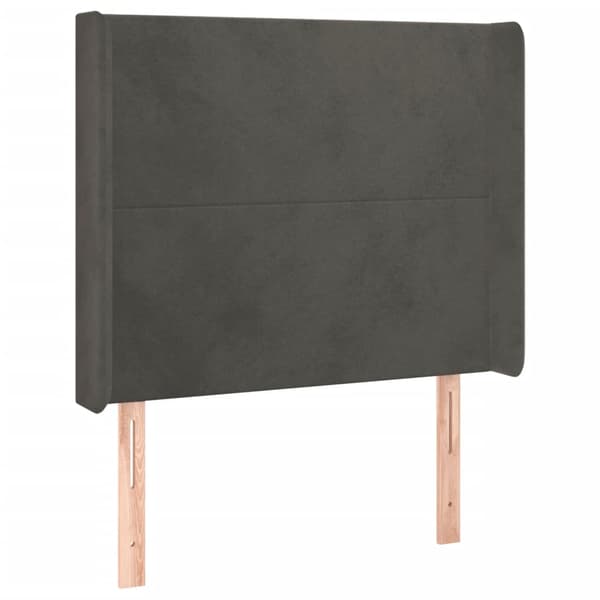 Sänggavel LED mörkgrå 103x16x118/128 cm sammet