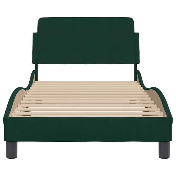 Bed Frame "Dover" Dark Green 90x190 cm Velvet