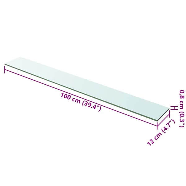 Hyllplan glas genomskinlig 100x12 cm