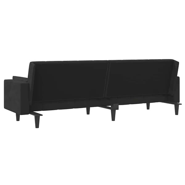 Bäddsoffa 2-sits med två kuddar svart sammet