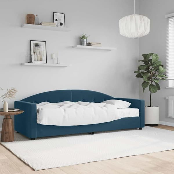 Dagbädd med madrass blå 80x200 cm sammet