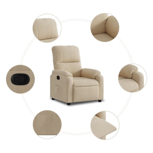 Reclinerfåtölj gräddvit mikrofibertyg