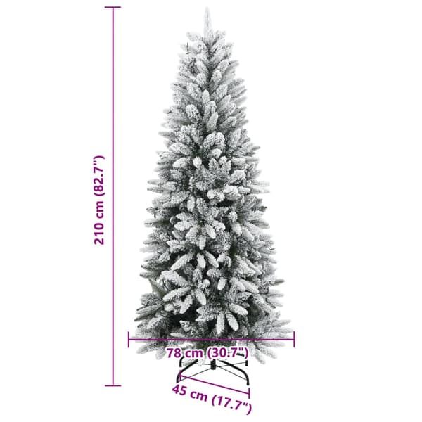 Plastgran med 300 LEDs och snö 210 cm