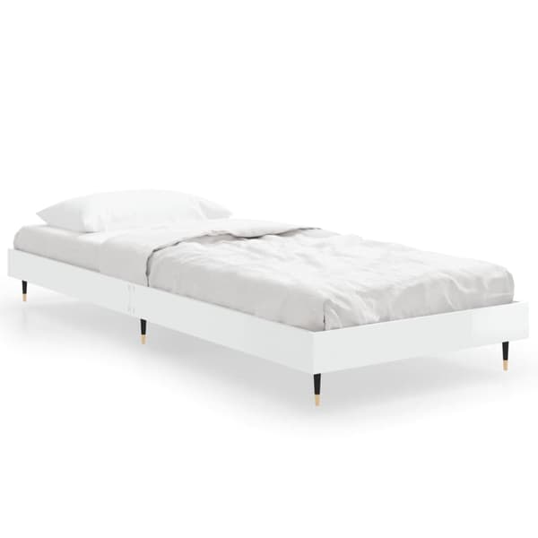 Sängram vit högglans 75x190 cm konstruerad trä