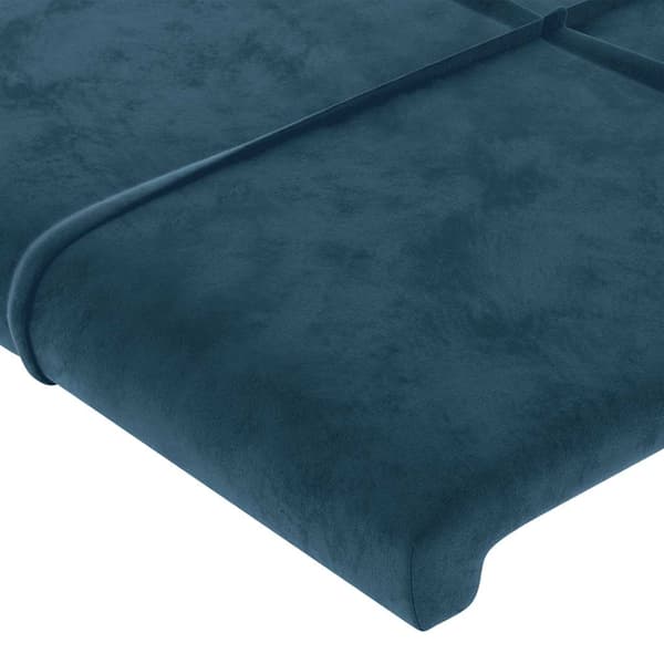Sänggavel mörkblå 100x5x118/128 cm sammet