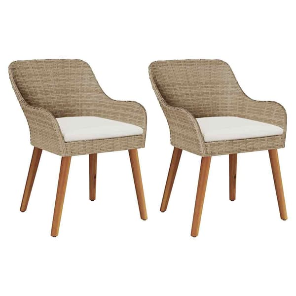 Trädgård Stol 2 st Beige konstrotting