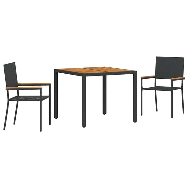 Trädgårdsmöbelset 3 pcs Svart konstrotting