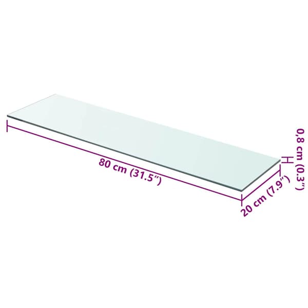 Hyllplan glas genomskinlig 80x20 cm
