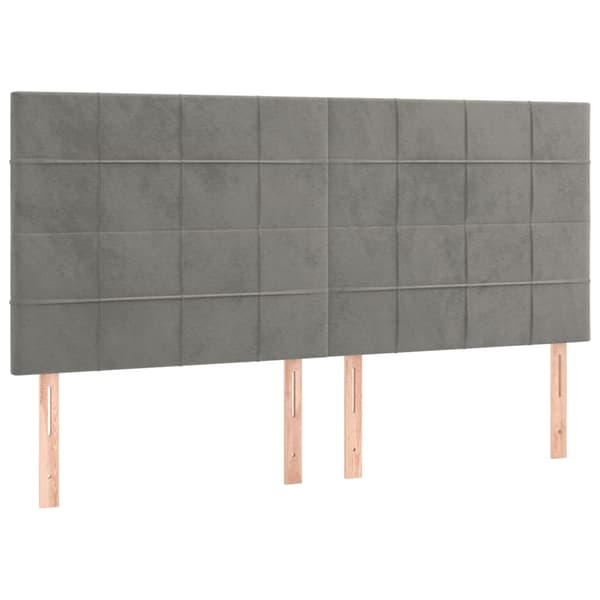 Ramsäng med madrass ljusgrå 180x200 cm sammet