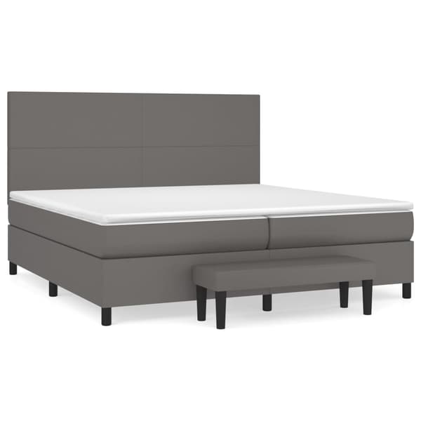 Ramsäng med madrass grå 200x200 cm konstläder