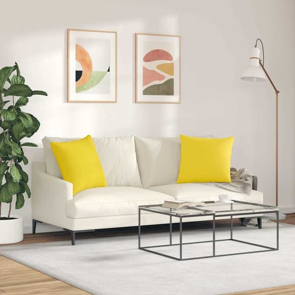 Sofakuddar 2 st tyg Ljusgul 50 x 50 cm