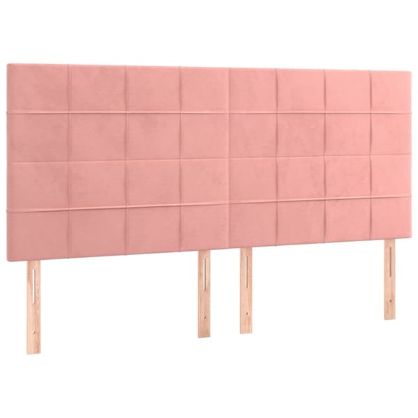 Sänggavel LED rosa 200x5x118/128 cm sammet