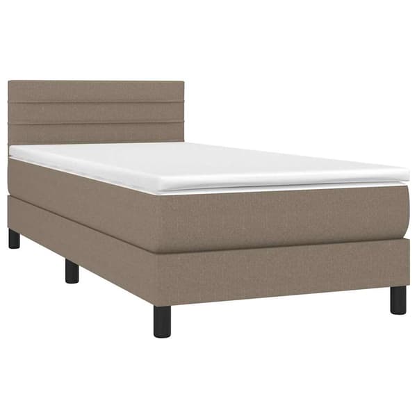 Ramsäng med madrass taupe 100x200 cm tyg