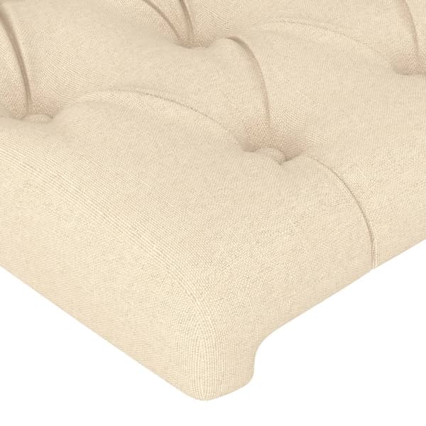 Sänggavel LED gräddvit 100x7x118/128 cm tyg