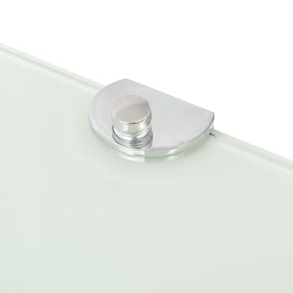 Hörnhylla glas med förkromade hyllkonsoler vit 35x35 cm